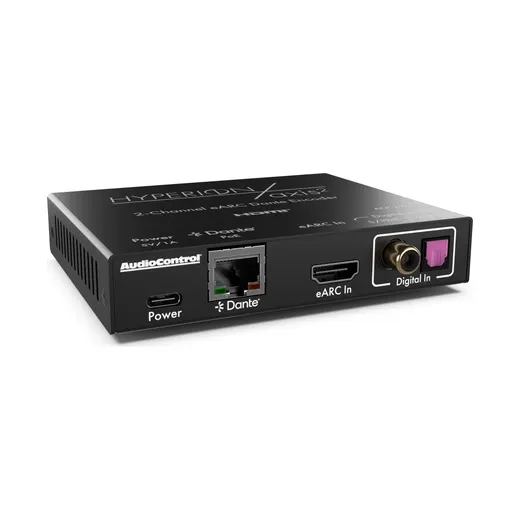 AudioControl Hyperion AXIS-2 – Rückseite mit Dante, eARC und den Digitaleingängen