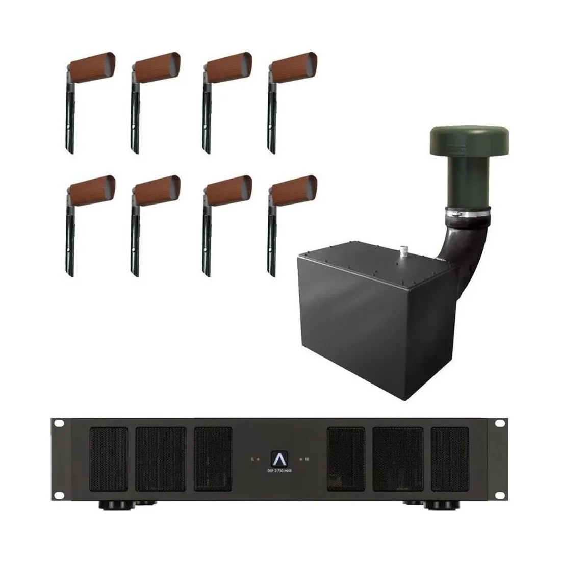 James Loudspeaker AT32-System ST10/AMP8.1 – 3-Zoll-Satelliten mit 10-Zoll-Erdsubwoofer und einzonigem Verstärker