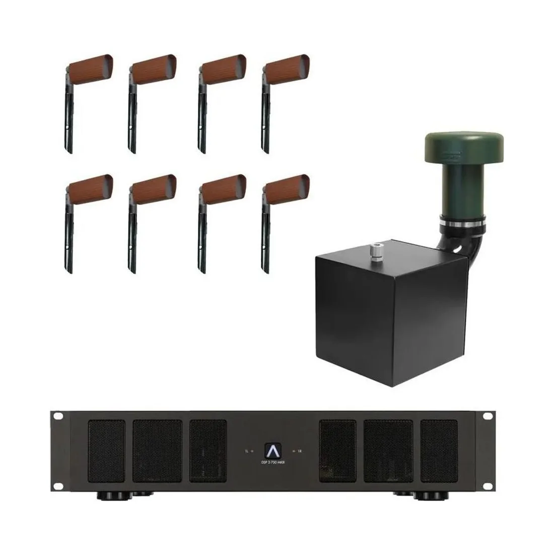 James Loudspeaker AT32-System ST8/AMP8.1 – Komplettsystem aus 3-Zoll-Satelliten, 8-Zoll-Erdsubwoofer und einzonigem Verstärker